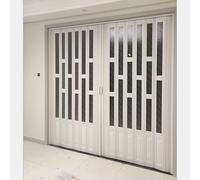 Puertas abatibles Puerta acordeón personalizable en tamaño y estilos, puerta plegable magnética para cocina/baños, puerta divisoria para habitaciones con tiradores y cristal acrílico(44x75in(112x190cm