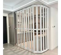 Puertas abatibles Puerta plegable de PVC personalizable con marco y guía, separador de ambientes plegable para puertas, balcones y lavaderos, para espacios grandes y pequeños.(49x80in(124x203cm))