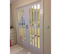 Puertas abatibles Puertas Dobles Plegables con Tiradores/ Cristal/ Tornillos, Puertas Bifold para Salón/ Ático/ Sótano/ Almacén, Puerta de Acordeón Interior para Separadores de Habitaciones(90x90in(22