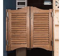 Puertas batientes de cafetería, puerta batiente de salón, puerta de vaquero de madera maciza, puerta divisoria, barra de cocina, valla de cierre automático, puerta de media cintura(Brown,W120cmxH90cm)