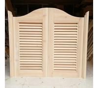 Puertas Batientes De Cafetería Sin Pintar, Puerta Divisoria Madera Maciza con Lamas For Decoración Interiores Cocina Y Baño, Bisagra Metal Kit Herrajes, Fácil Instalar(80x90cm)