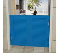 Puertas batientes de madera maciza for cafetería: elegante puerta de salón con lamas for interiores y bisagras de metal for cocina y dormitorio.(Dark Blue,75x80cm)