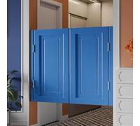 Puertas batientes de madera maciza for cafetería: mampara doble retro con bisagras de acero inoxidable for cocina y bar.(Dark Blue,95x90cm)