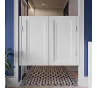 Puertas batientes de madera maciza for cafetería: mampara doble retro con bisagras de acero inoxidable for cocina y bar.(White,95x100cm)