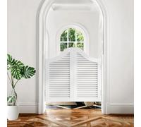 Puertas batientes de madera maciza for cafeterías: elegantes puertas de media hoja con bisagras de cierre automático for entradas de cocinas, bares y restaurantes.(White,95x100cm)