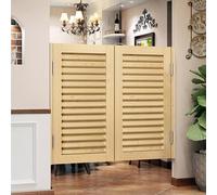 Puertas batientes de madera maciza para café, 110 x 100 cm, diseño de rejilla para cocinas e interiores, función de apagado automático, divisiones de entrada de media cintura para una decoración