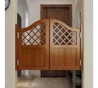 Puertas batientes de madera maciza prefabricadas, cierre automático de 180°, puertas de salón con bisagras para bar, cocina, porche, escaleras, tabique de entrada (café, 35 x 39 pulgadas)