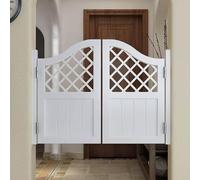 Puertas batientes de Madera Maciza prefabricadas para cafetería, con Cierre automático de 180°, Estilo salón, para Bar, Cocina, Porche, escaleras y mampara de Entrada. Color Blanco (43 x 35