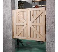 Puertas Batientes De Madera Sin Pintar For Salón, Cocina, Baño, Pasillo, Granero, Cafetería Occidental, Con Bisagras, Apertura Bidireccional, Cierre Automático(W120xH100cm(W47.24xH39.37in))