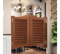 Puertas Batientes De Salón con Persianas Retro, Puerta Divisoria De Madera De Pino, Puerta De Cocina De Media Cintura con Doble Barra, Bisagra Incluida, Personalizada(85x80cm(WxH))