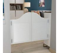 Puertas Batientes Dobles De Madera For Cafeterías, Puertas Divisorias con Lamas Retro Decoración Interiores, Cierre Automático, Salones Y Pubs, Bisagras, Personalizadas(White,85x90cm(WxH))