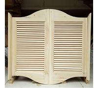 Puertas batientes for cafetería, Puerta batiente de salón con Lamas sin terminar, Entrada Porche Bar Madera Maciza Media Cintura y bisagras, Apertura bidireccional, Cierre automático(75x80cm)