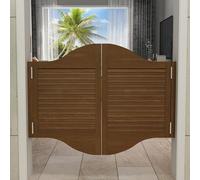 Puertas Batientes For Cafetería, Puerta con Lamas De Madera Maciza Retro Decoración Interiores, Cierre Automático, Mayordomo Salón, Bar, Pub, Bisagras Incluidas(Brown,85x90cm(WxH))