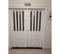 Puertas correderas plegables de PVC con riel de metal, puerta de concierto de doble panel de 210 cm de alto, plisadas retráctiles para dormitorio, pasillo y patio