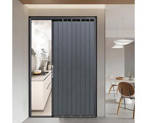 Puertas corredizas de acordeón, puerta plegable personalizada con cerradura, puerta retráctil de aluminio, diseño de pista baja, sello magnético para dormitorio o baño