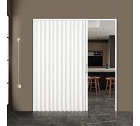 Puertas corredizas de acordeón separador de habitación, puerta plegable de PVC para oficina, hotel, hospital, almacén (190 x 203 cm)