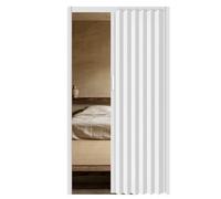 Puertas De Acordeón De PVC Blanco, Puerta De Armario Plegable De Interior, Puerta Enrollable Con Tirador, Apta For Estudio, Baño Y Cocina(Single,72x80in(182.8x203.2cm))