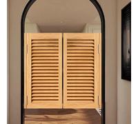 Puertas de café de madera natural de 35.5 pulgadas, doble columpio, para cocina, bar, pasillo y porche, diseño elegante de media altura con 4 bisagras de metal resistentes (144 x 90 cm), perfecto para