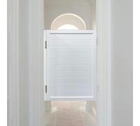 Puertas de café oscilantes en blanco y negro con herrajes de bisagra. Elegante decoración de despensa para cocina, baño, pasillo, restaurante, salón (tamaño: 95 cm de ancho x 90 cm de alto)