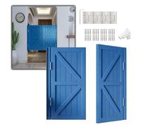 Puertas de Vaivén de Media Altura 102 119 122 140 145 150 cm de Madera Maciza, Puertas de Salón o Café con Cierre Automático, Puertas Rústicas de Interior para Divisorias o Entradas(Blue,104cmx91cm)