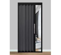 Puertas divisoras de habitación de acordeón, marco negro moderno con panel de aluminio gris, perfecto para dormitorio, cocina o armario, tamaño extra grande para una gestión versátil del espacio