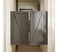 Puertas interiores con bisagras, puertas batientes de madera pintada, puerta de ra pintada, puerta de estilo cafetería con valla para decoración de entradas (gris, 140 cm de ancho (55 1/8"))