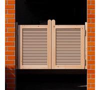 Puertas oscilantes de barra de madera sin pintar, puerta de vaquero estilo occidental con bisagras de metal, puerta de salón con rejilla para emporio/jardín/baño público/balcón