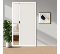 Puertas plegables de acordeón interiores con marco de aluminio y herrajes - Partición impermeable fácil de limpiar para dormitorio, armario, baño, 86.6 pulgadas de alto x 37.7 pulgadas de ancho