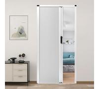 Puertas Plegables Interiores,Puertas de acordeón,Puerta Plegable de Acordeón Blanca Sin Perforar con Marco de Metal y Panel no Tejido,con Manija,Lavadero/Ducha/Guardarropa/Lavaderos Blanco