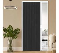 Puertas Plegables Interiores,Puertas de acordeón,Puerta Plegable de Acordeón Negro Sin Perforar con Marco de Metal y Panel no Tejido,con Manija,Lavadero/Ducha/Guardarropa/Lavaderos Negro