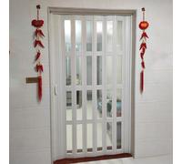 Puertas plegables para cocina y baño, puerta de acordeón de PVC de 50 a 244 cm de ancho con tirador, puerta corrediza interior transparente para privacidad, puerta plegable multipliegue (blanco, 90