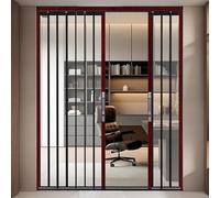 Puertas Plegables Puerta Acordeon Puerta de acordeón transparente de 203 cm de alto para el hogar/estudio, puerta retráctil retráctil de vidrio acrílico de 60 - 203 cm(Redwood,78x80inch/198x203cm)