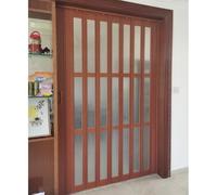 Puertas plegables, puerta de acordeón plegable marrón con vidrio acrílico esmerilado, divisor de habitación corredizo de 203 cm de alto, puerta de acordeón de PVC para armarios pequeños y soluciones