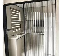 Puertas plegables, puertas plegables de acrílico transparente brillante con mango con cerradura, divisor de habitación corredizo para cocina y baño, puerta de concertina magnética negra con rieles