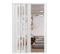 Puertas Plegables Tipo acordeón para Cocina y baño, Interiores Extra Anchas, a Prueba de Gatos, Separador de ambientes Temporal con manijas y Tablero de Vidrio acrílico (Blanco, 32x80 pulgad
