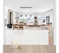 Puertas retráctiles mejoradas de 42 pulgadas y 80 pulgadas de ancho con varillas para evitar que se gateen, puerta extra alta para perros para grandes aperturas, puerta de malla larga para mascotas