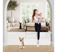 Puertas retráctiles para bebés de 24 pulgadas de alto x 80 pulgadas de ancho, puertas cortas para perros, puerta de malla reforzada para mascotas con varillas de apoyo, puertas pequeñas para cachorros