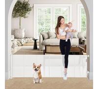 Puertas retráctiles para bebés de 24 pulgadas de alto x 80 pulgadas de ancho, puertas cortas para perros, puerta de malla reforzada para mascotas con varillas de apoyo, puertas pequeñas para cachorros