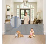 Puertas retráctiles para bebés de 90 pulgadas, puerta extra ancha para bebé, diseño de tira de refuerzo, puerta retráctil para perros para la casa, soporte ajustable extra ancho, puerta para mascotas,