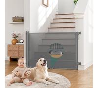 Puertas retráctiles para bebés Extra Anchas, 55 Pulgadas de Ancho x 38 Pulgadas de Alto, para escaleras y Puertas, Uso en Interiores y Exteriores, Puerta de Seguridad Infantil para Cubierta, Porche,