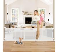 Puertas retráctiles reforzadas de 26 pulgadas de alto para escalar más de 95 pulgadas de ancho, pequeñas puertas retráctiles para niños para puertas, puertas retráctiles cortas para perros para bebés,