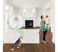 Puertas retráctiles reforzadas de 96 Pulgadas de Ancho, Puerta Extra Ancha para Perros con Varillas de Apoyo, Evita Que se Arrastre Debajo de la Puerta retráctil para Perros para Interiores y