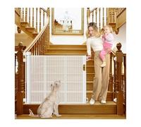 Puertas retráctiles reforzadas for escaleras de 55 Pulgadas, Puerta Escalera con Tiras, retráctil for Perros para Escaleras, Puertas, Pasillos(White)