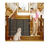 Puertas retráctiles reforzadas for escaleras de 55 Pulgadas, Puerta Escalera con Tiras, retráctil for Perros para Escaleras, Puertas, Pasillos(Black)