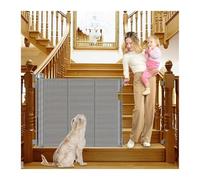 Puertas retráctiles reforzadas for escaleras de 55 Pulgadas, Puerta Escalera con Tiras, retráctil for Perros para Escaleras, Puertas, Pasillos(Gray)