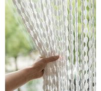 Puertas y separador de ambientes con hilos de poliéster 100 W x 200 H cuerda de cuentas para cortina (blanco)