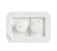 Puerto de entrada de agua dual para caravana que soporta presión externa y flujo de gravedad con alivio de presión integrado y gestión de flujo unidireccional (blanco)