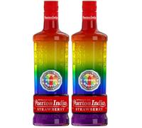 Puerto de Indias - Edicion ilimitada LGTBIQ+ Orgullo Todo el Año - Ginebra de Fresa Premium - Strawberry Premium Gin - 70 cl - 37.5º (Paquete de 2)