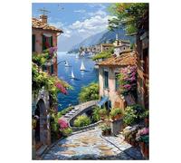 Puerto Diamond Painting Adultos, 5D Paisaje Pintura de Diamante Punto de Cruz para Adultos y Niños, DIY Manualidades Cuadros de Arte para Decoración de Pared Salón y Oficina 60x80 cm L-Y62