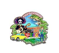 Puerto Escondido México Imán para nevera de madera 3D monumentos de viaje coleccionables, decoración hecha a mano, 2